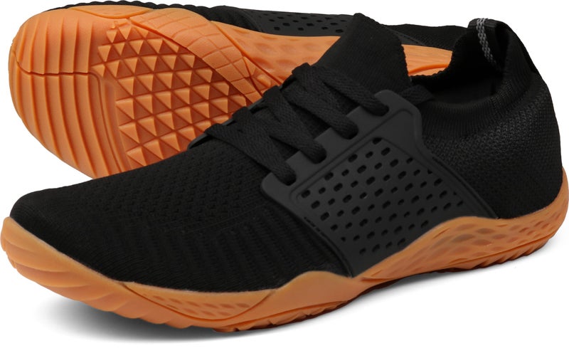 WHITIN Men's Trail Running Shoes Minimalist Barefoot 5 Five Fingers Wide Width Size 12.5 Toe Box Gym Workout Fitness Low Zero Drop Male Yoga Zumba Comfortable Pilates Heel Black Gum 46 - Image 1